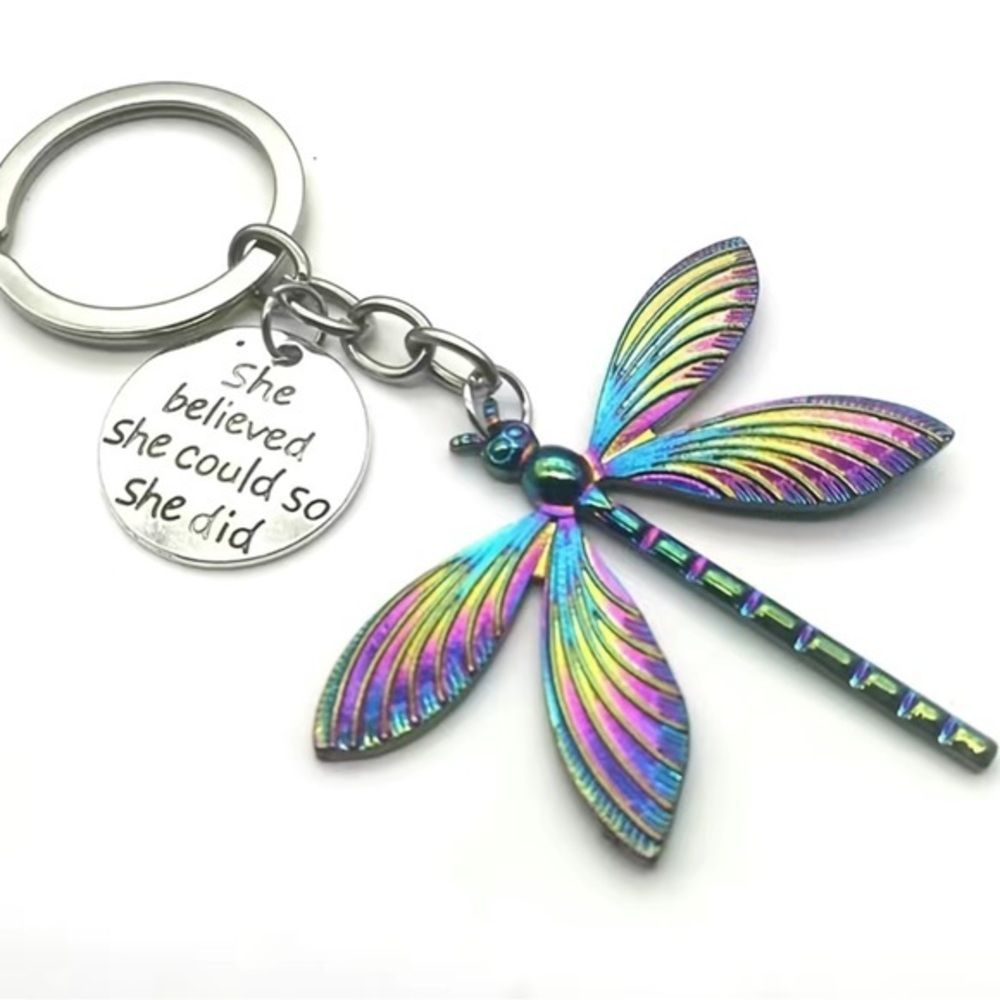 ❣️ New! Purple Green Metallic Motivational Keychain